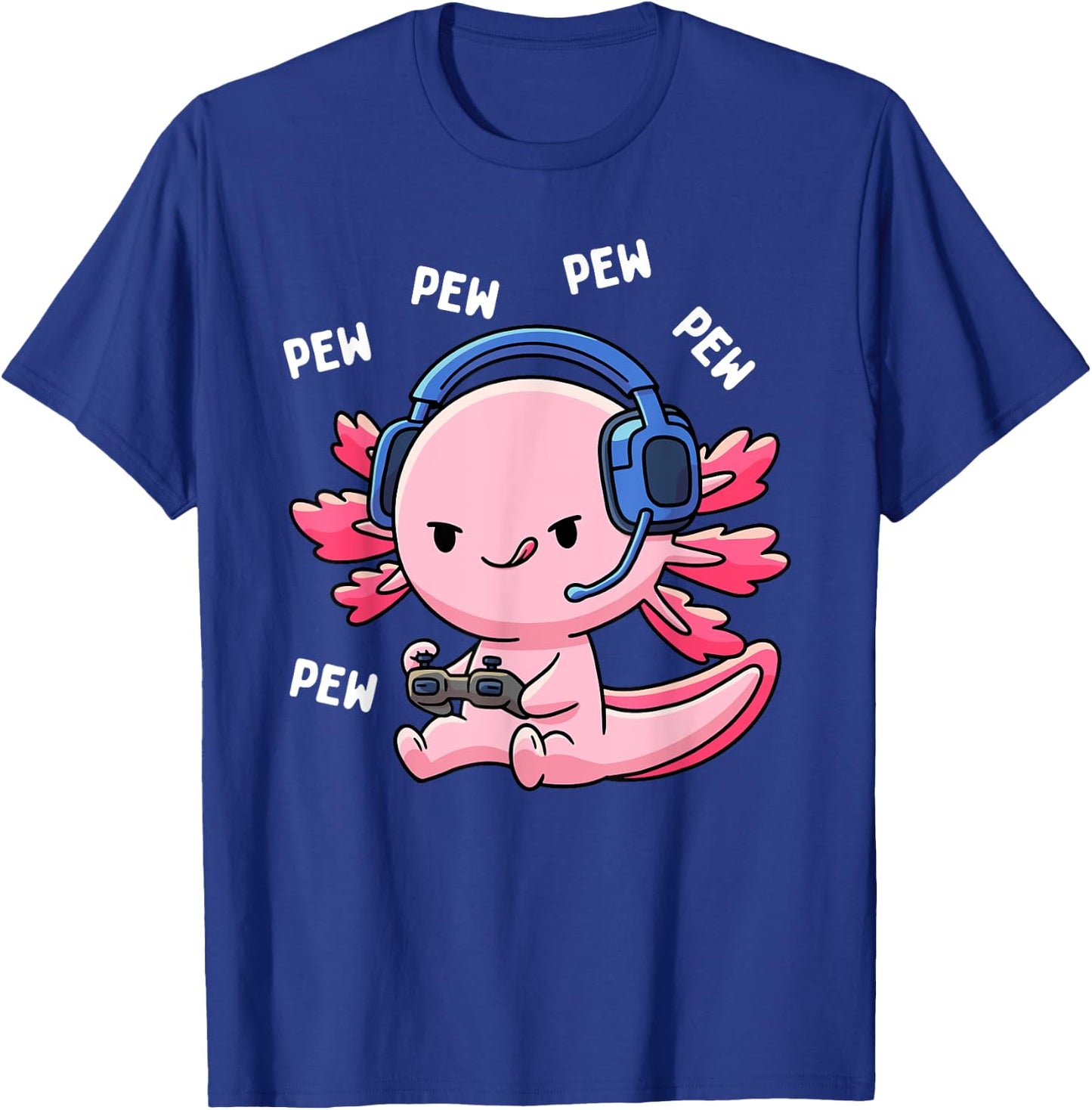 Axolotl Gaming Kids Boys Girls Anime Video Game Pew Gamer Small T-Shirt - T-Shirt | Royal