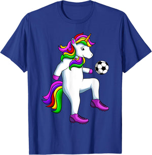 Soccer Girl Unicorn Youth Women Players T-Shirt - T-Shirt | Royal