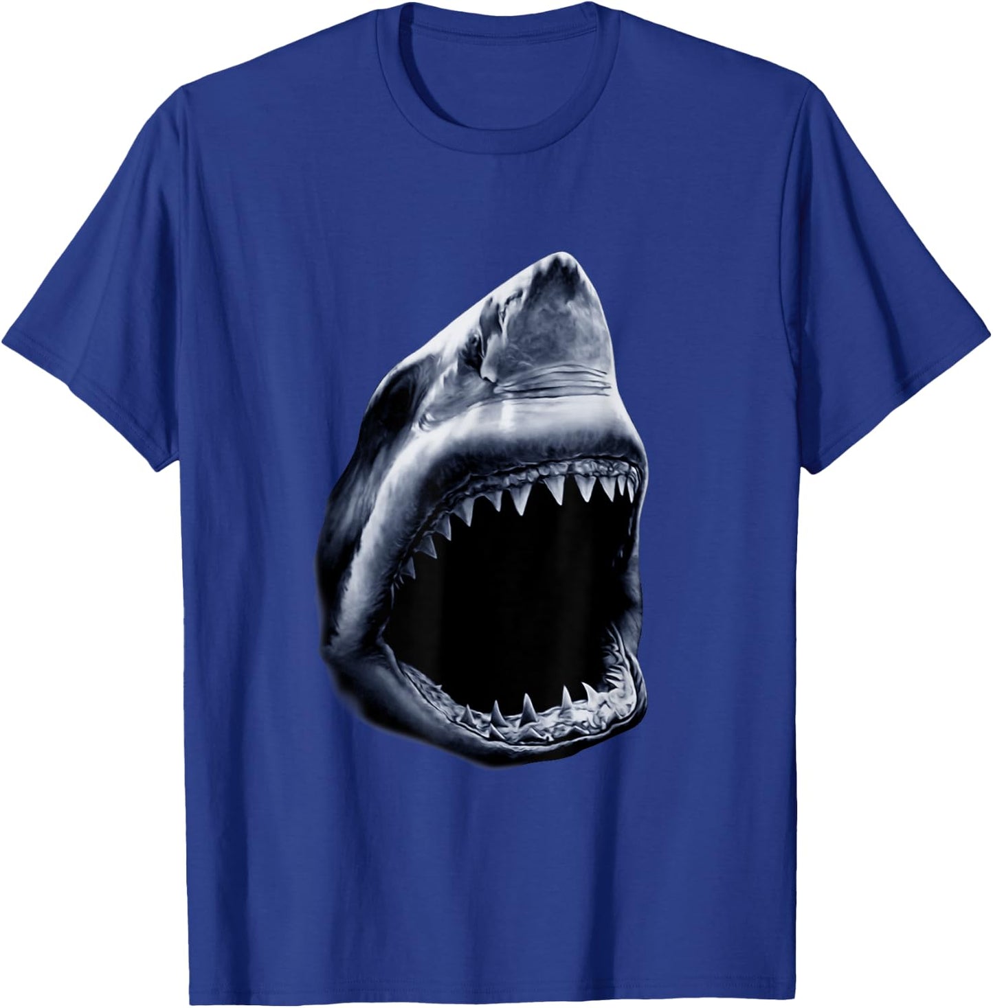 Great Shark Face Graphic Ocean Bite Lover Giant White Fish T-Shirt - T-Shirt | Royal