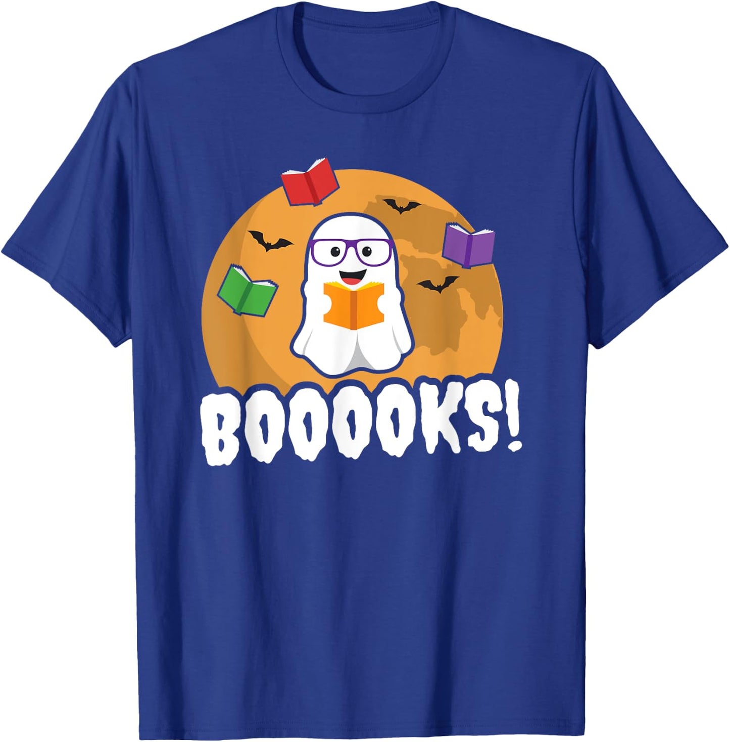 Booooks Ghost T Shirt Boo Read Books Library Gift Funny T-Shirt - T-Shirt | Royal