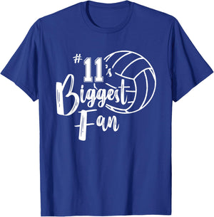 Eleven 11's Biggest Fan Shirt Volleyball Mom Volleyball Dad T-Shirt - T-Shirt | Royal
