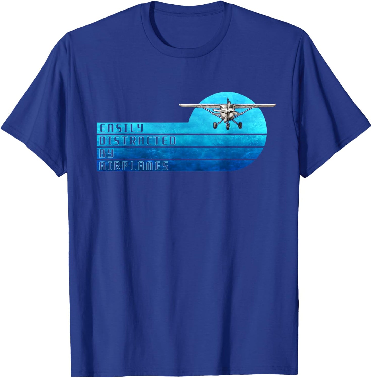 Easily Distracted By Airplanes Funny Pilot Aviation T-Shirt - T-Shirt | Royal