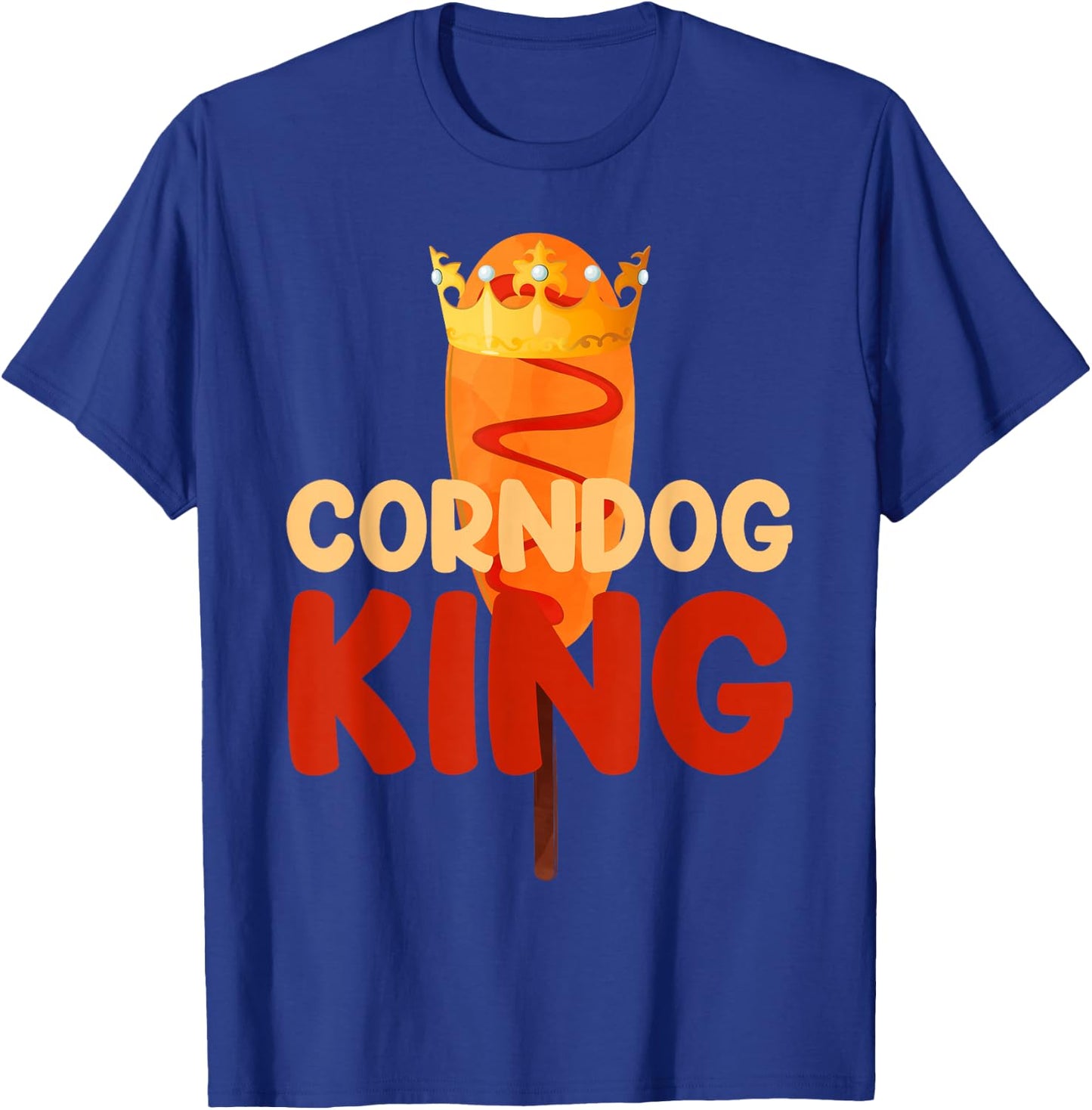 Corn Dog King Funny Corndog Hot Dog Sausage Stick men kids T-Shirt - T-Shirt | Royal