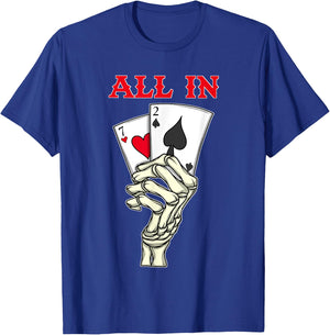 Poker Men 7 2 Skeleton Hand Texas Holdem Poker Player T-Shirt - T-Shirt | Royal