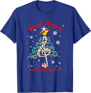 Rockin' Around The Christmas Tree Music Note Music Teacher Men Women T-Shirt - T-Shirt | Royal