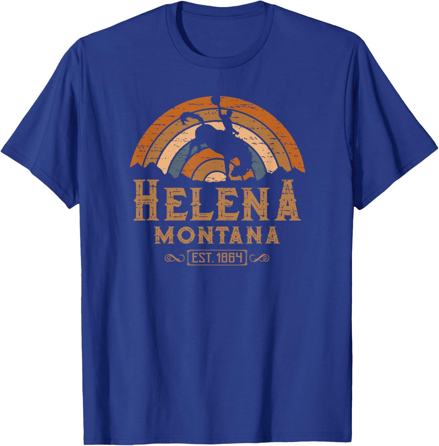 Helena Montana MT Retro Style Rodeo Cowboy T-Shirt - T-Shirt | Royal