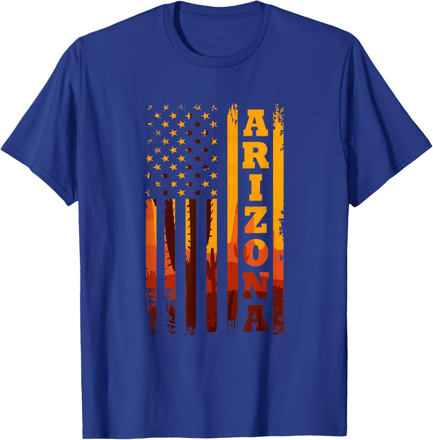 Arizona American Flag Landscape Cactus Patriotic T-Shirt - T-Shirt | Royal