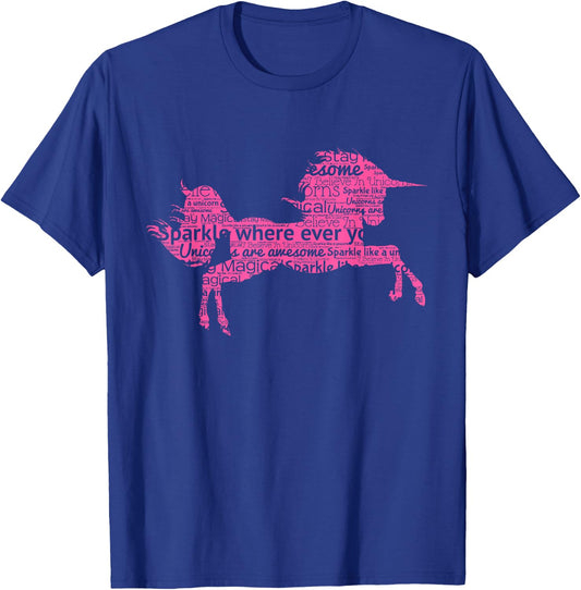 Pink Unicorn Cute Shirt Word Art Girls Magical Gift T-Shirt - T-Shirt | Royal