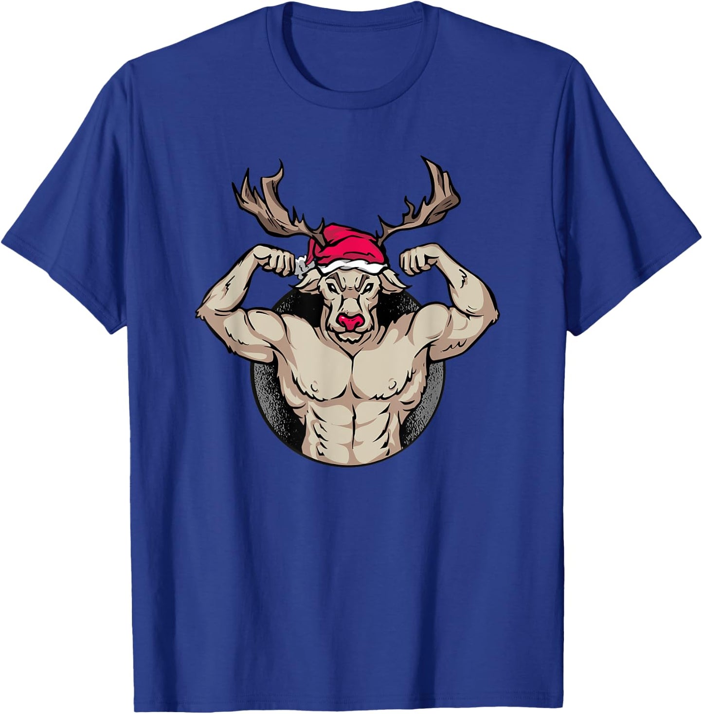 Strong Reindeer with Muscles Christmas Bodybuilding GYM T-Shirt - T-Shirt | Royal