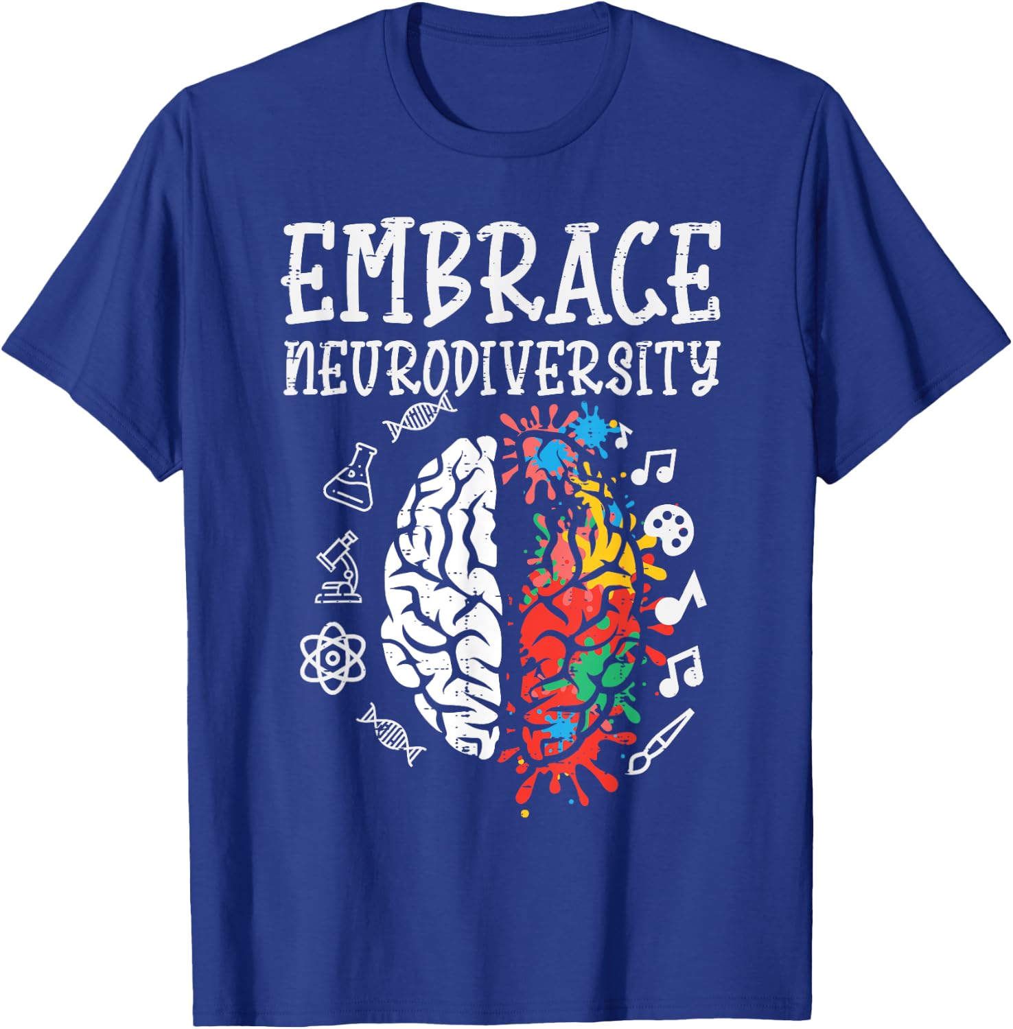 Embrace Neurodiversity Autism Awareness ASD Men Women Kids T-Shirt - T-Shirt | Royal