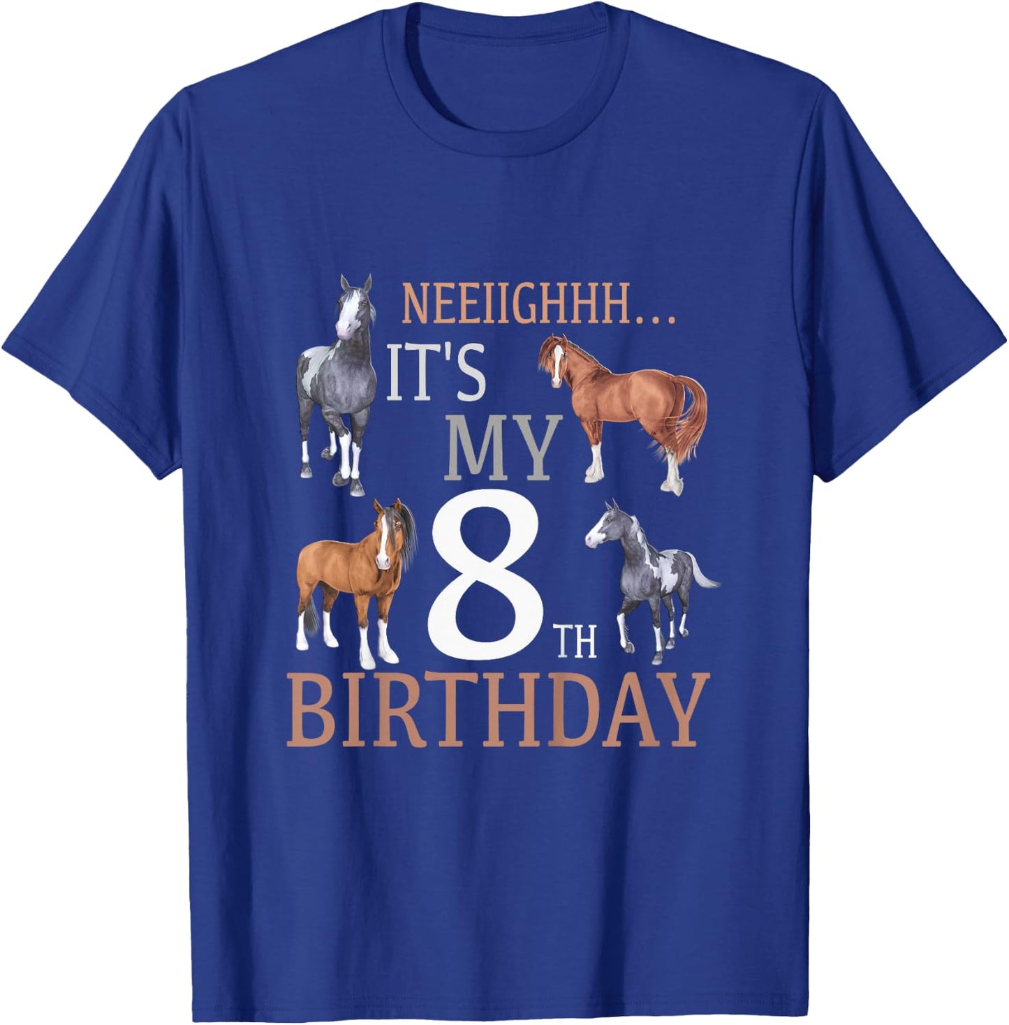 Its My 8th Birthday Shirt Horse Lover 8 Year Old Birthday T-Shirt - T-Shirt | Royal