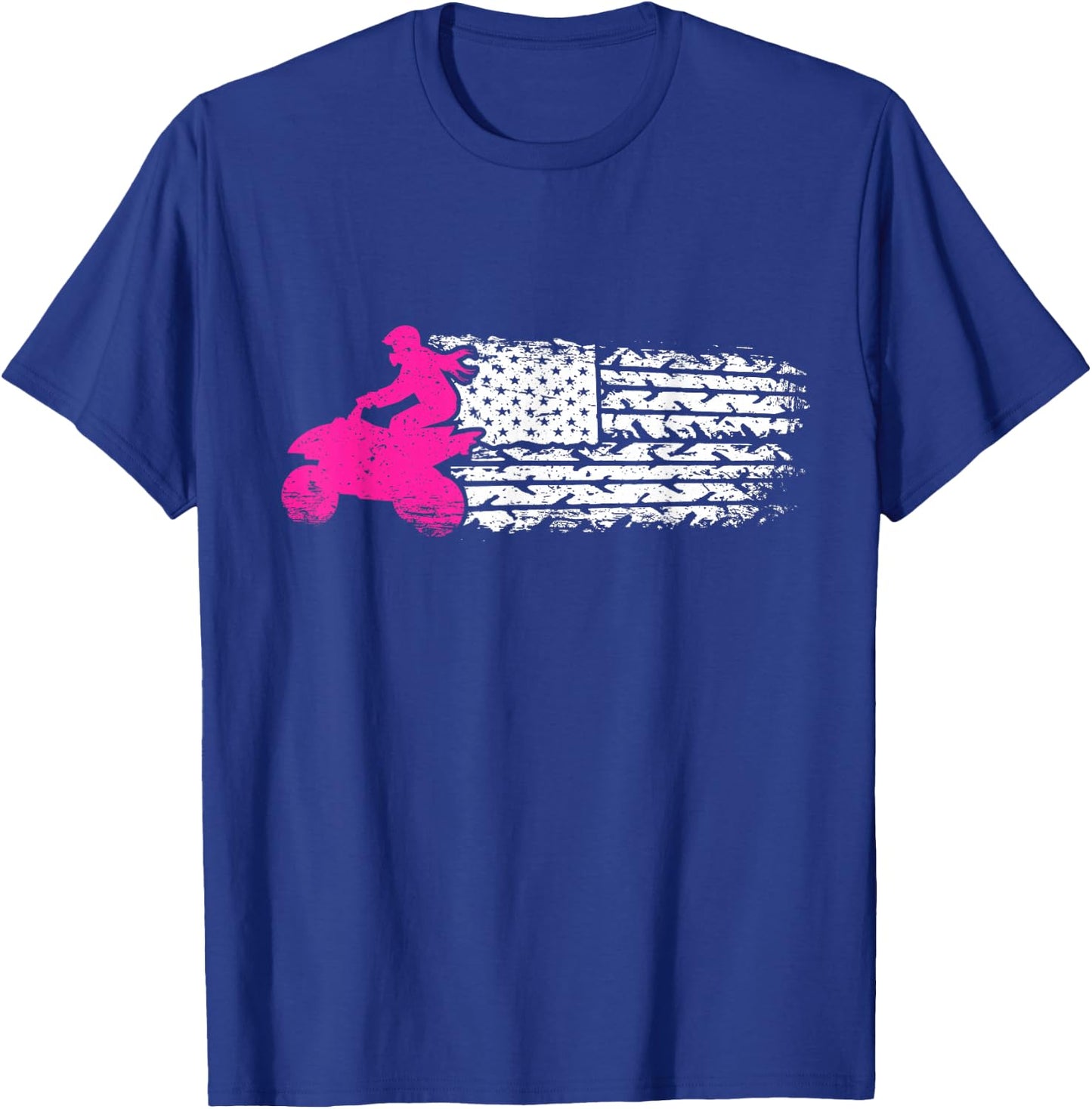Patriotic USA Flag ATV 4-Wheeler Quad Biker Girl T-Shirt - T-Shirt | Royal