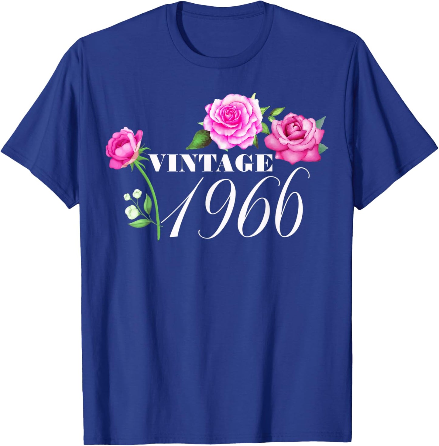 Vintage 1966 56 Years Old Flowers Birthday Gifts T-Shirt - T-Shirt | Royal