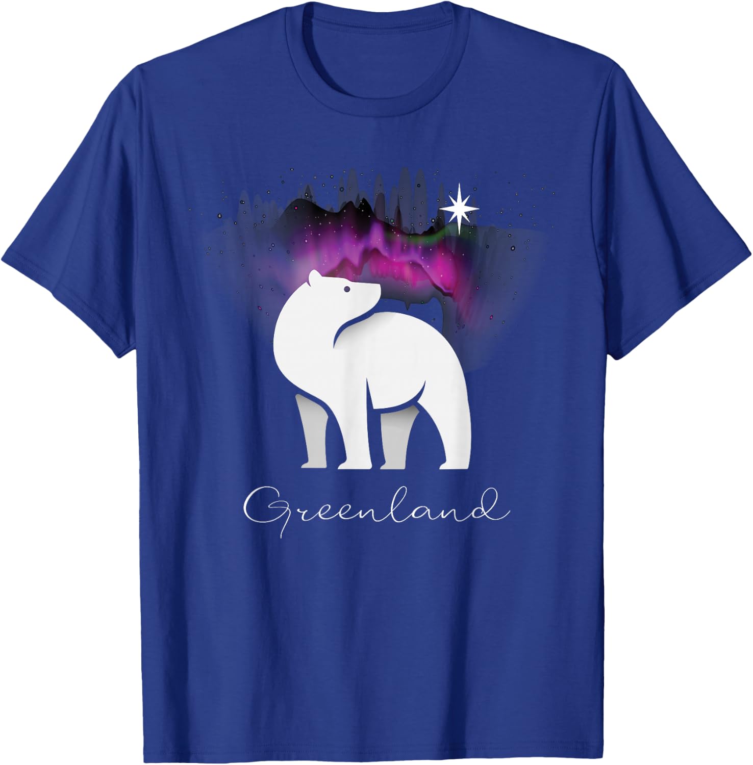 Greenland Northern Lights Arctic Polar Bear Souvenir T-Shirt - T-Shirt | Royal