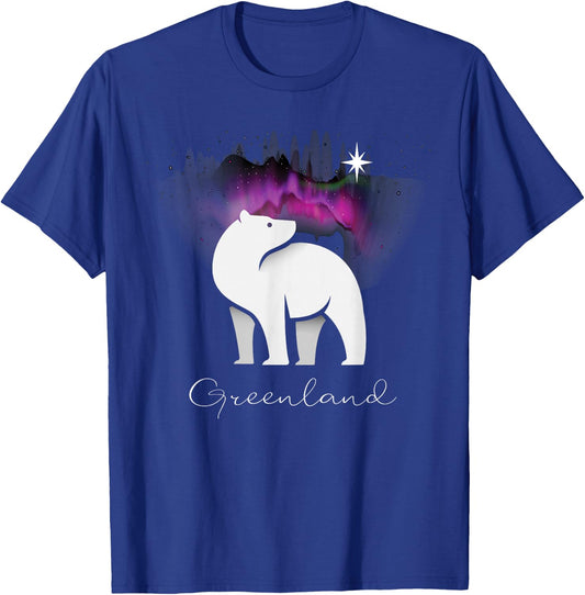 Greenland Northern Lights Arctic Polar Bear Souvenir T-Shirt - T-Shirt | Royal