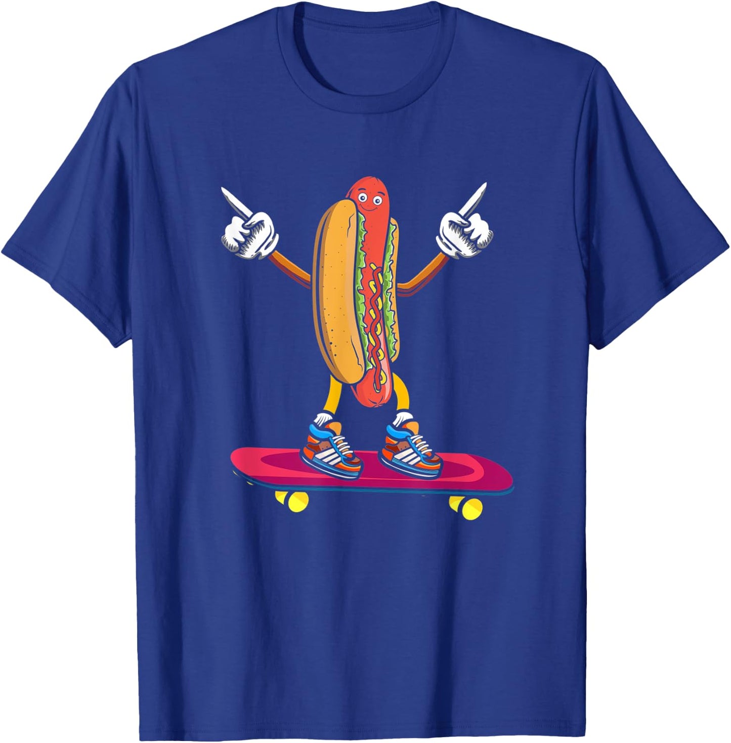Hot Dog on a Skateboard, Skateboarder Skater Hotdog Foodie T-Shirt - T-Shirt | Royal
