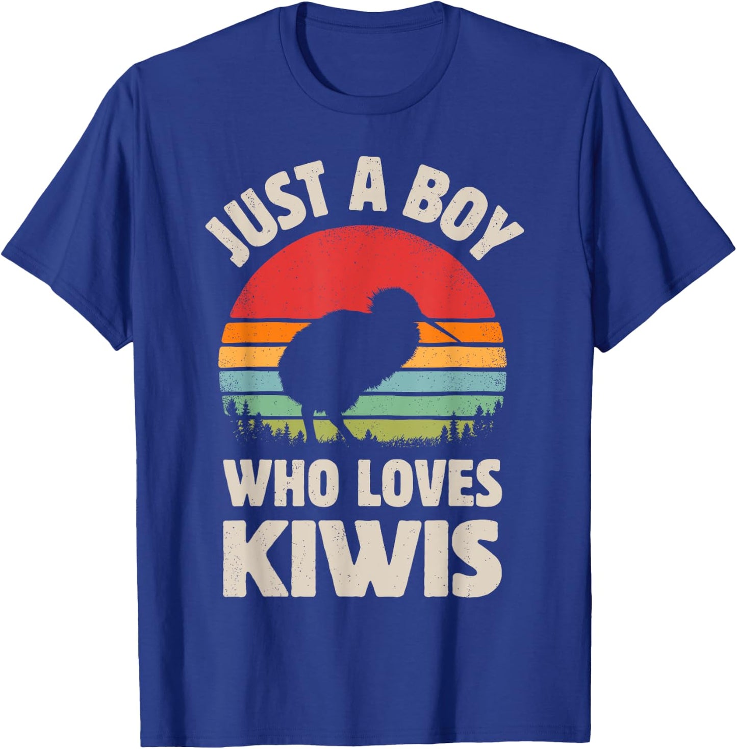 Kiwi Just A Boy Who Loves Kiwis Bird Retro Vintage Sunset T-Shirt - T-Shirt | Royal