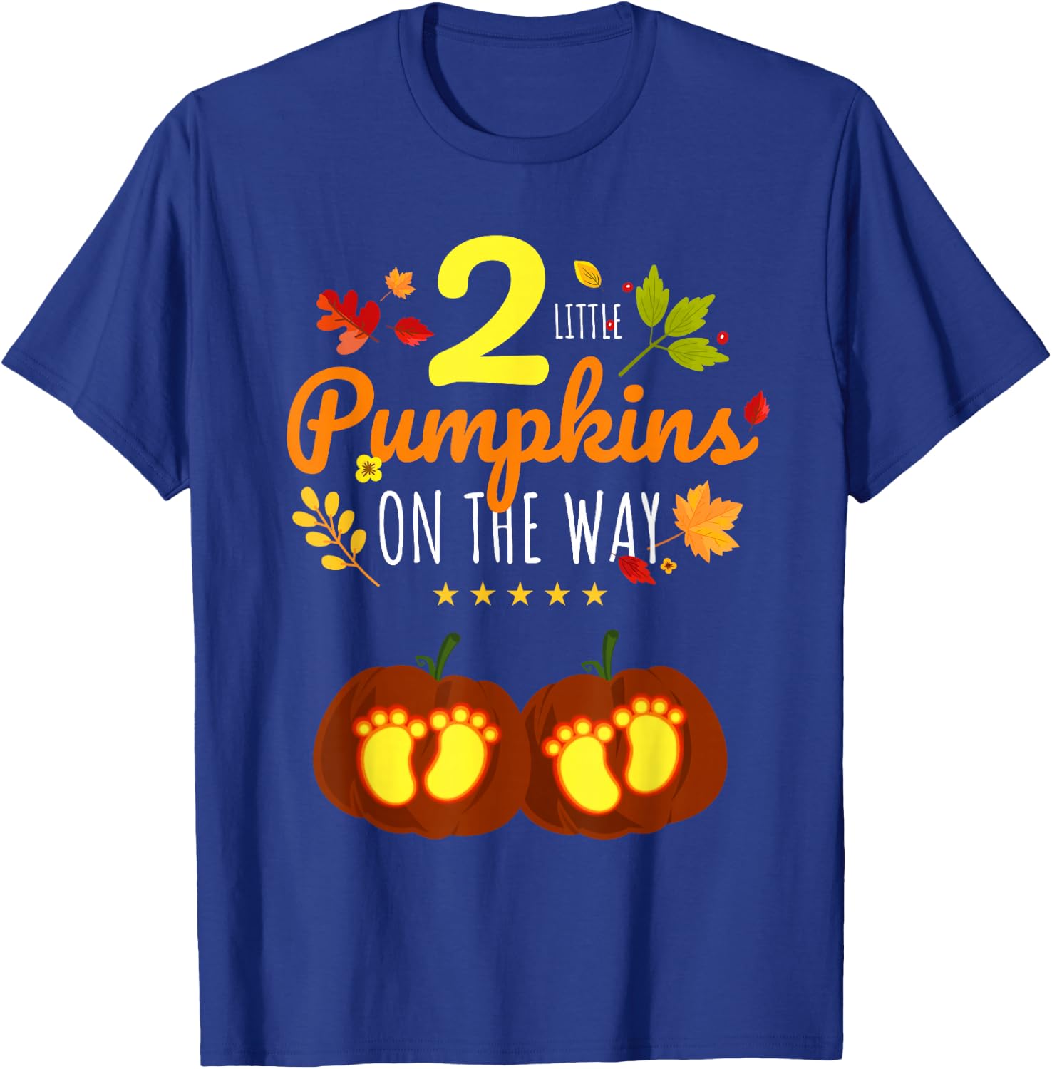 Twins Halloween Pregnancy Shirt Cute Twins Pumpkin Pregnant T-Shirt - T-Shirt | Royal