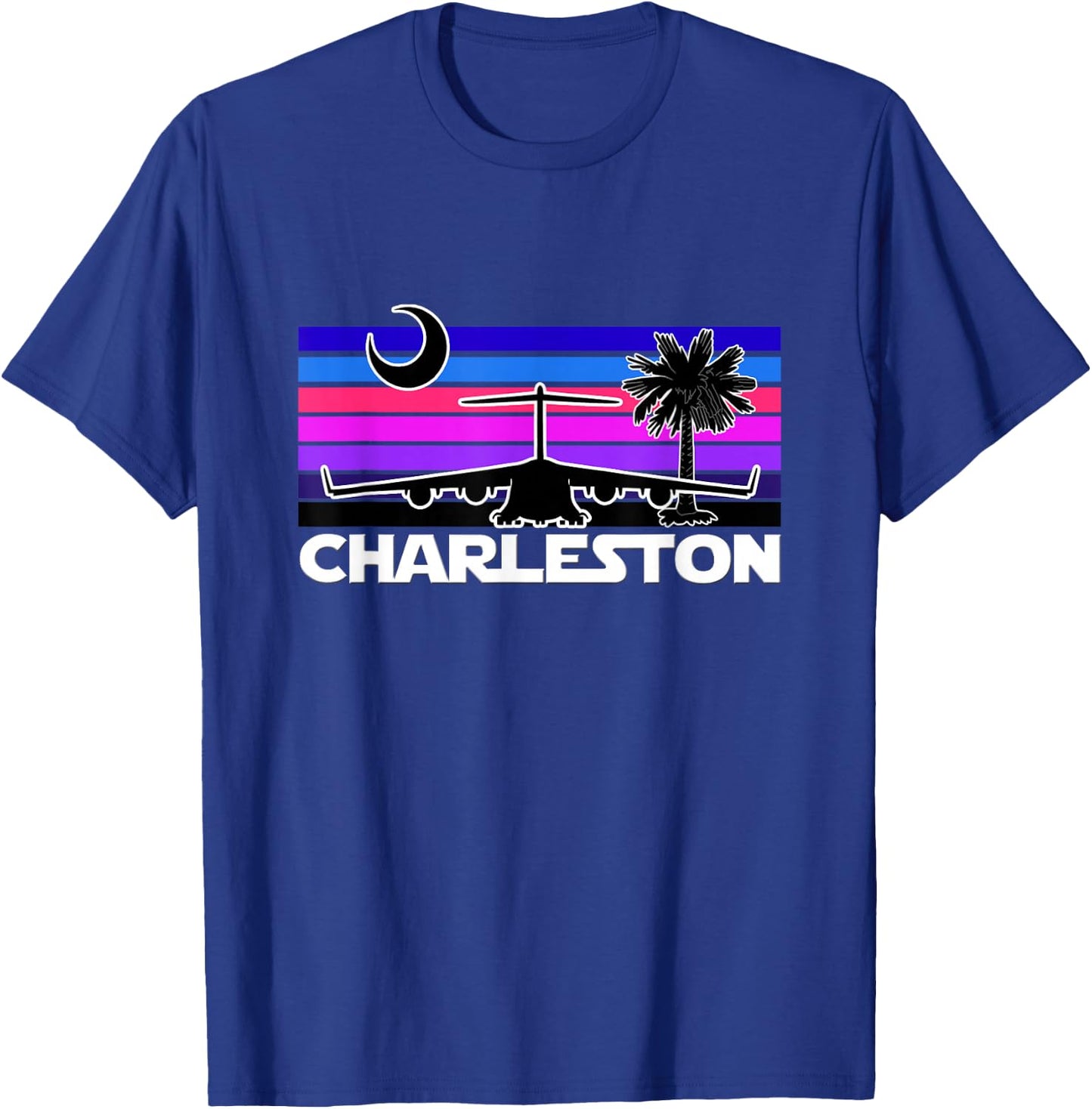 Charleston Straight Sunset Airlift Globemaster III Airplane T-Shirt - T-Shirt | Royal