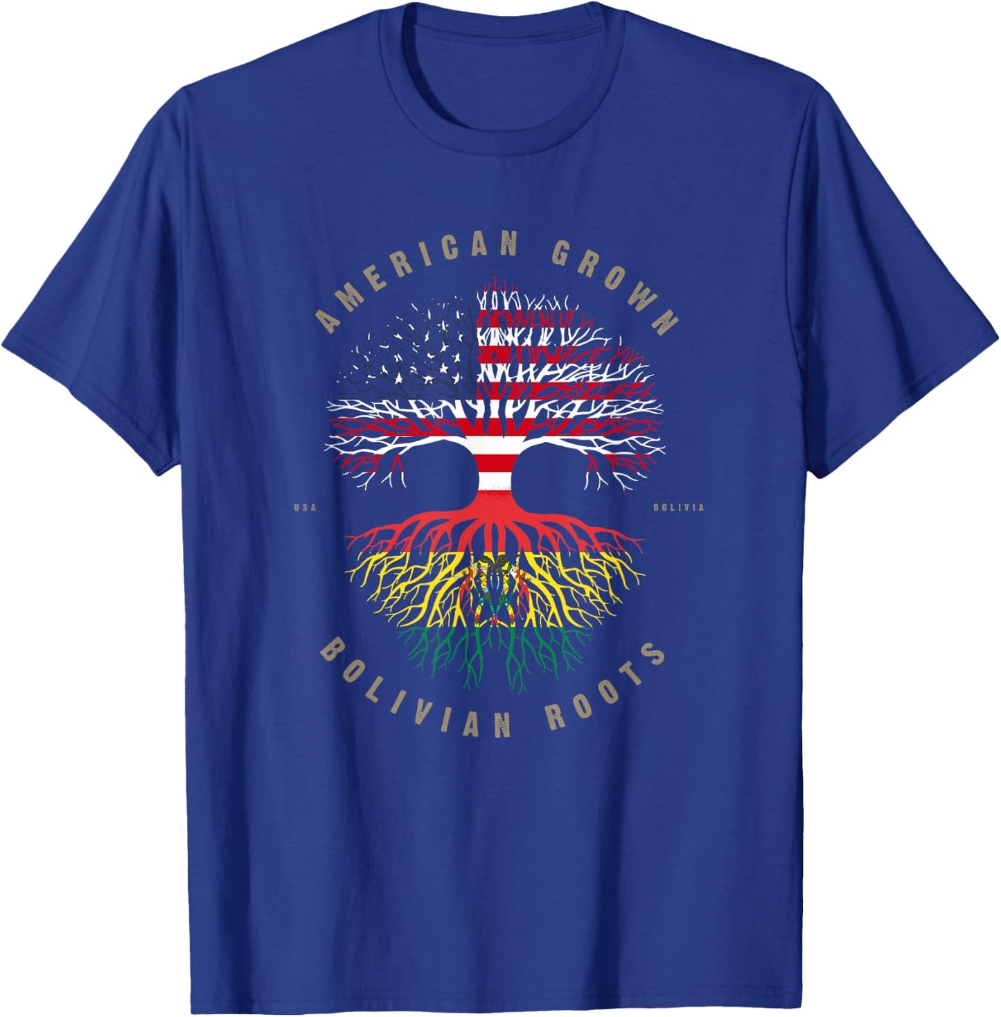 American Grown Bolivian Roots Bolivia Flag T-Shirt - T-Shirt | Royal