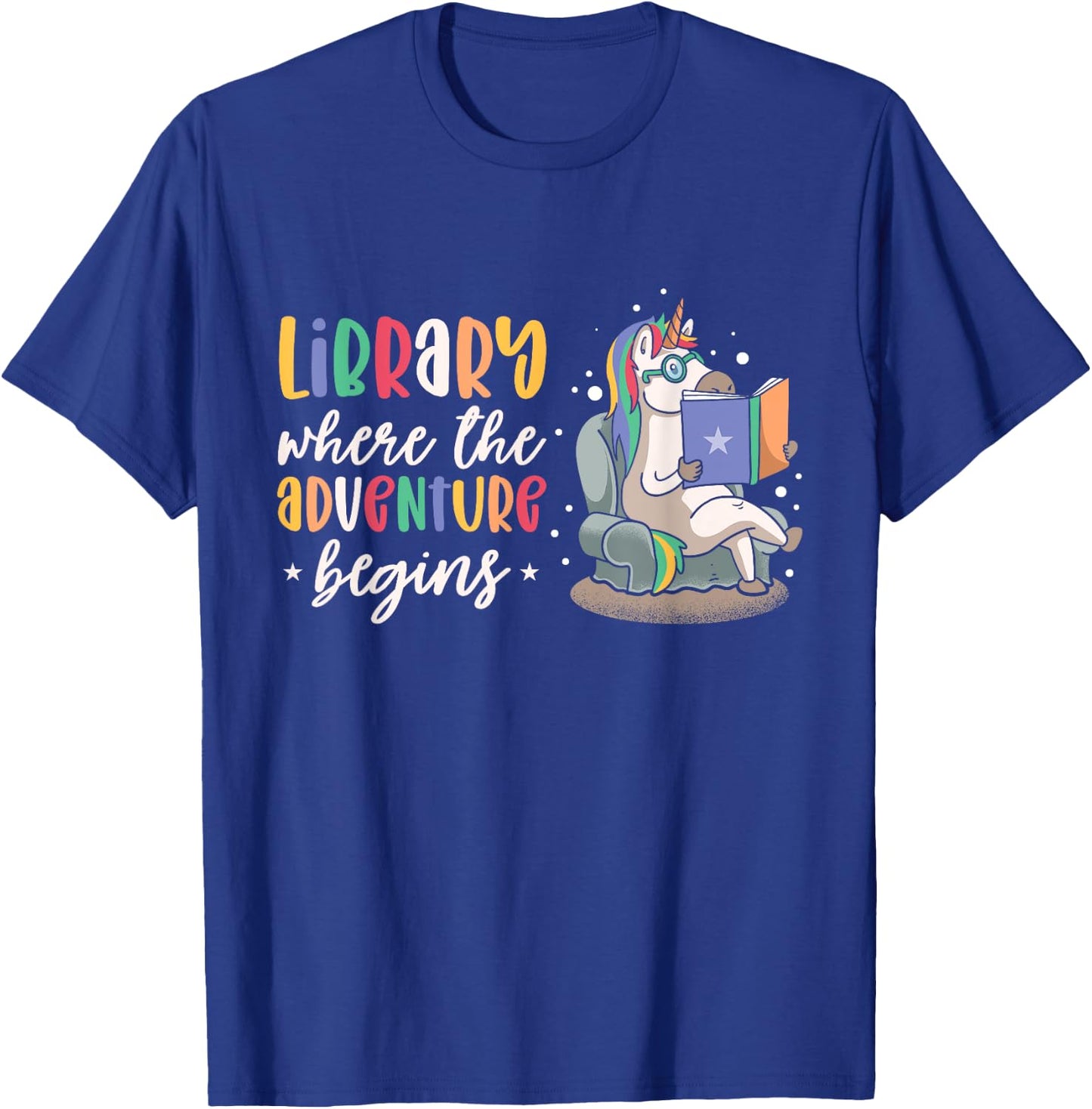Librarian book Reader Reading Unicorn adventure T-Shirt - T-Shirt | Royal