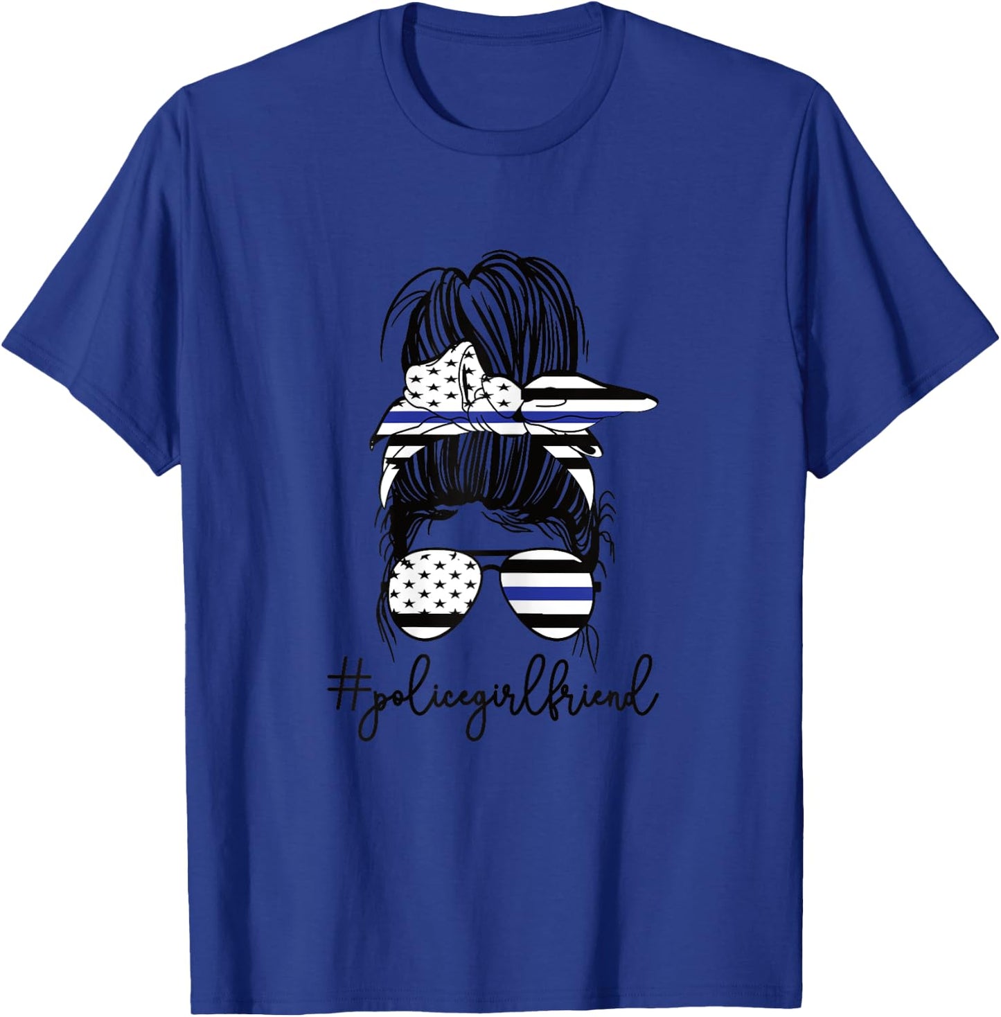 Funny Police Girlfriend Police Officer Girlfriend Blue Line T-Shirt - T-Shirt | Royal