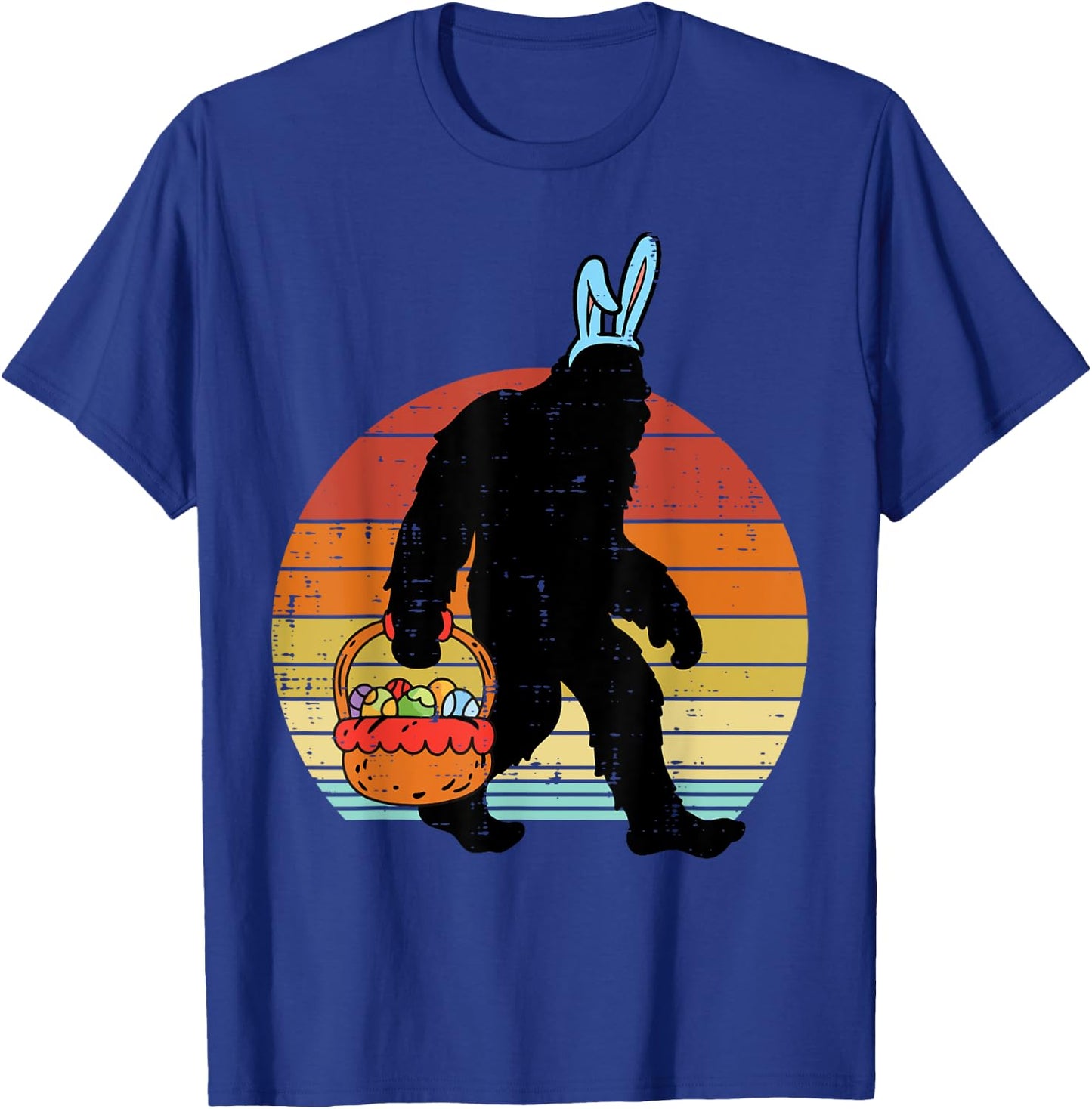 Bigfoot Sasquatch Bunny Easter Eggs Retro Men Women Kids T-Shirt - T-Shirt | Royal