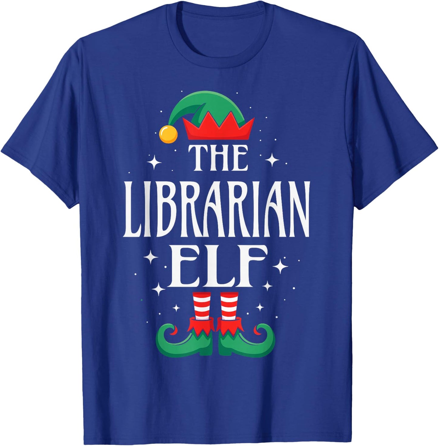 Librarian Elf Job Title Funny Christmas Matching Xmas T-Shirt - T-Shirt | Royal
