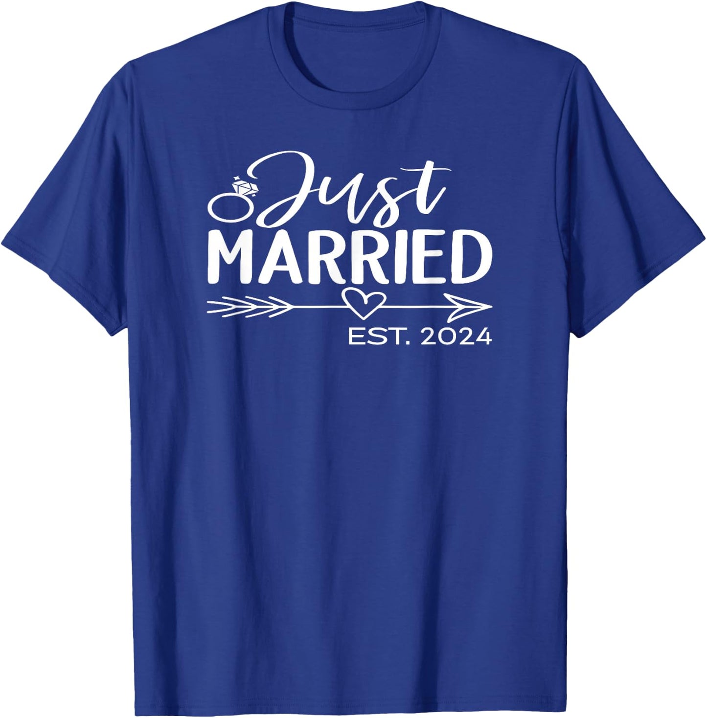 Just Married 2024 Honeymoon Wedding Couples Fiancee T-Shirt - T-Shirt | Royal