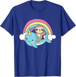 Narwhal Cute Sloth Ocean Unicorn Kawaii Narwhals T-Shirt - T-Shirt | Royal