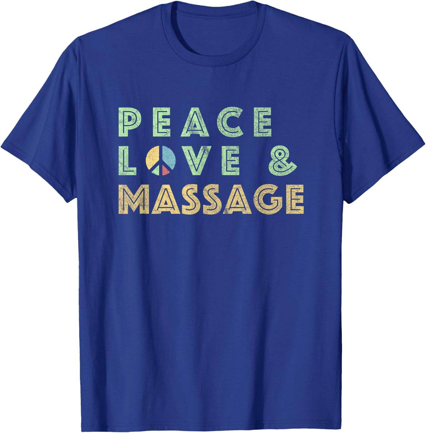 Peace Love Massage Gift - Massage Therapy Shirt - Grey, Small, -Adults, Short Sleeve, Classic Fit, Cotton Blend T-Shirt - T-Shirt | Royal