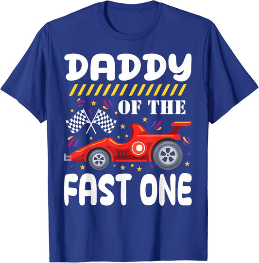 Daddy of The Fast One Birthday 1st Race Car Family Matching T-Shirt - T-Shirt | Royal