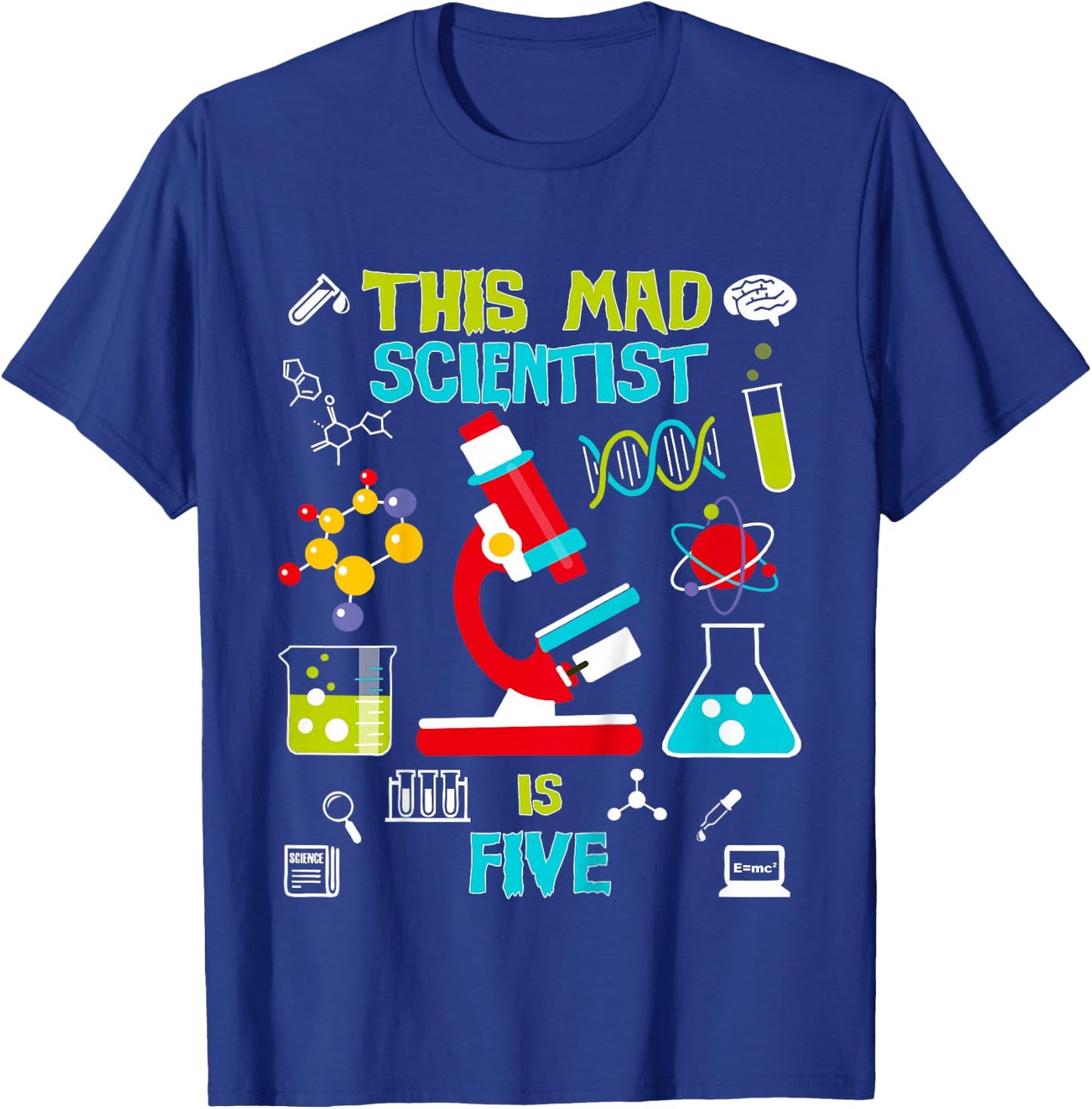 Mad Scientist Party Birthday Gift 5 Year Old T-Shirt - T-Shirt | Royal