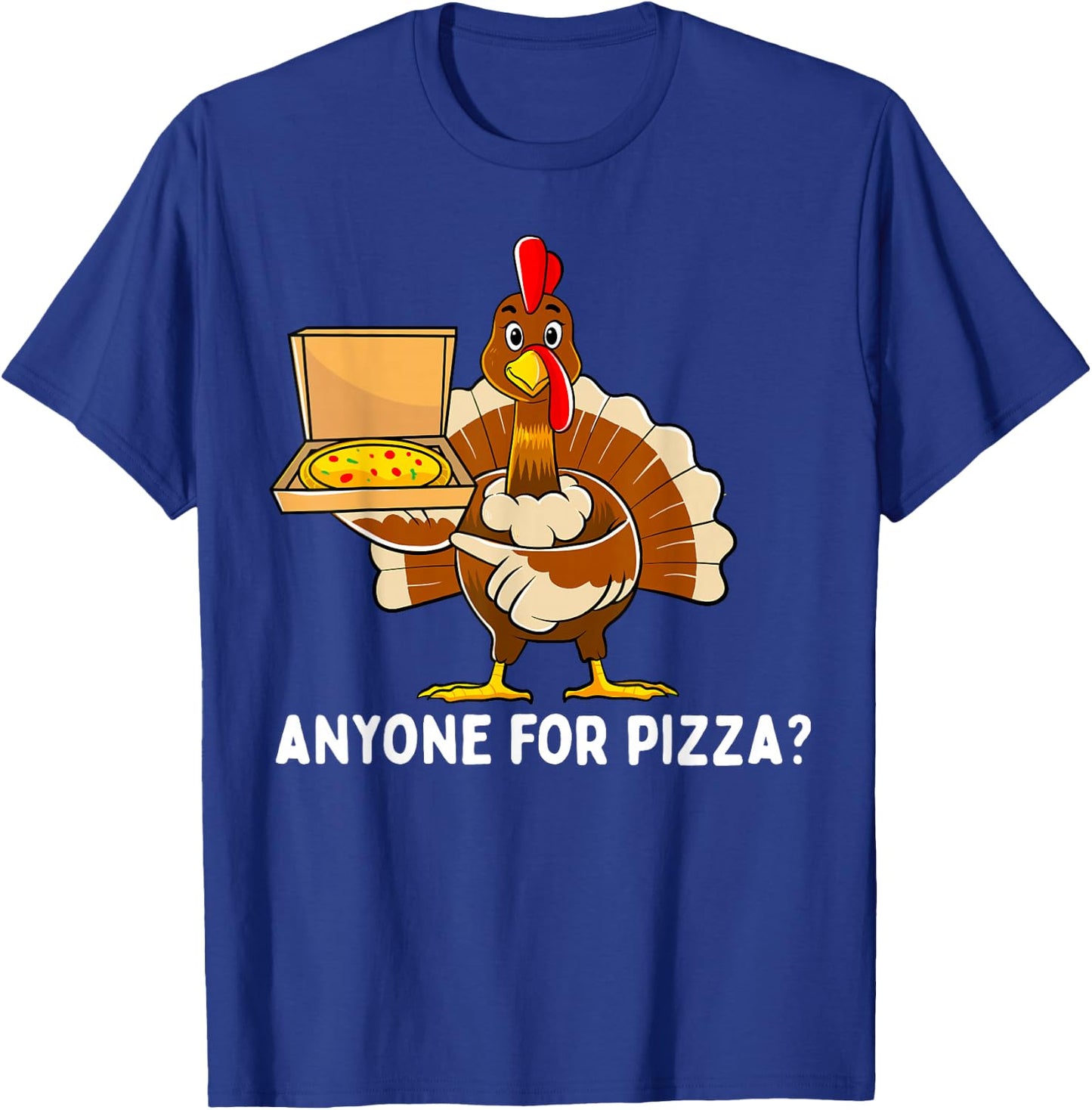 Funny Thanksgiving Turkey Pizza Men Kids Boys Gift T-Shirt - T-Shirt | Royal