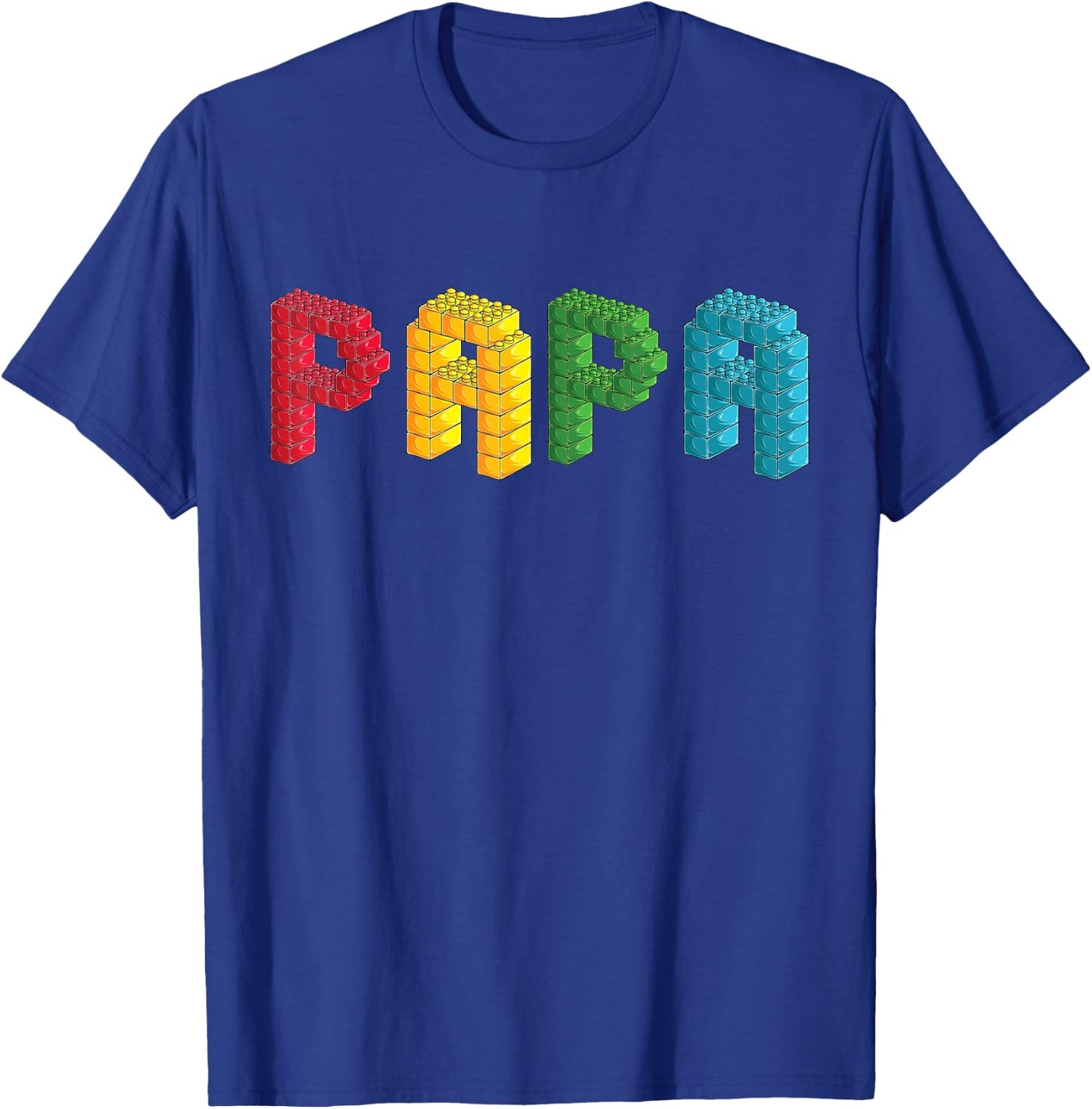 Papa Master Builder Building Bricks Blocks Family Set T-Shirt - T-Shirt | Royal