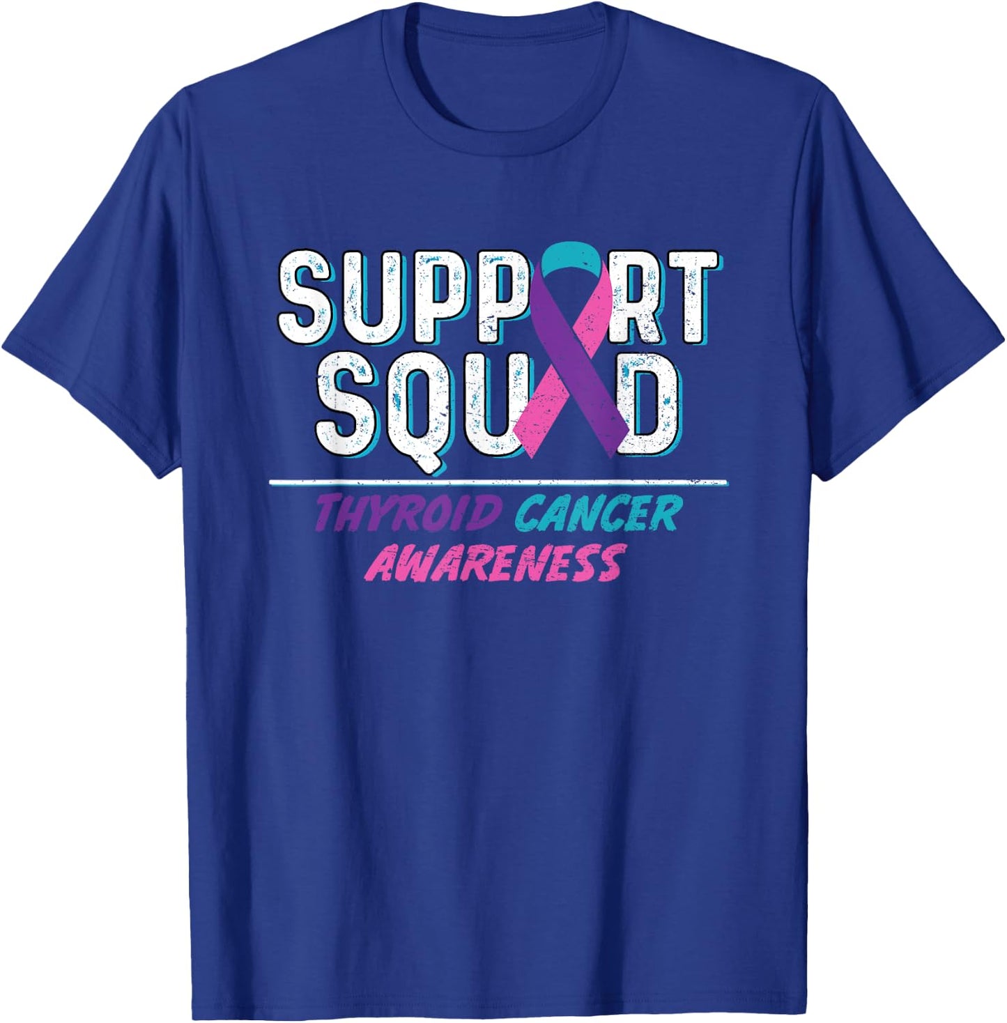 Thyroid Cancer Support Squad, Friend Family Awareness Ribbon T-Shirt - T-Shirt | Royal