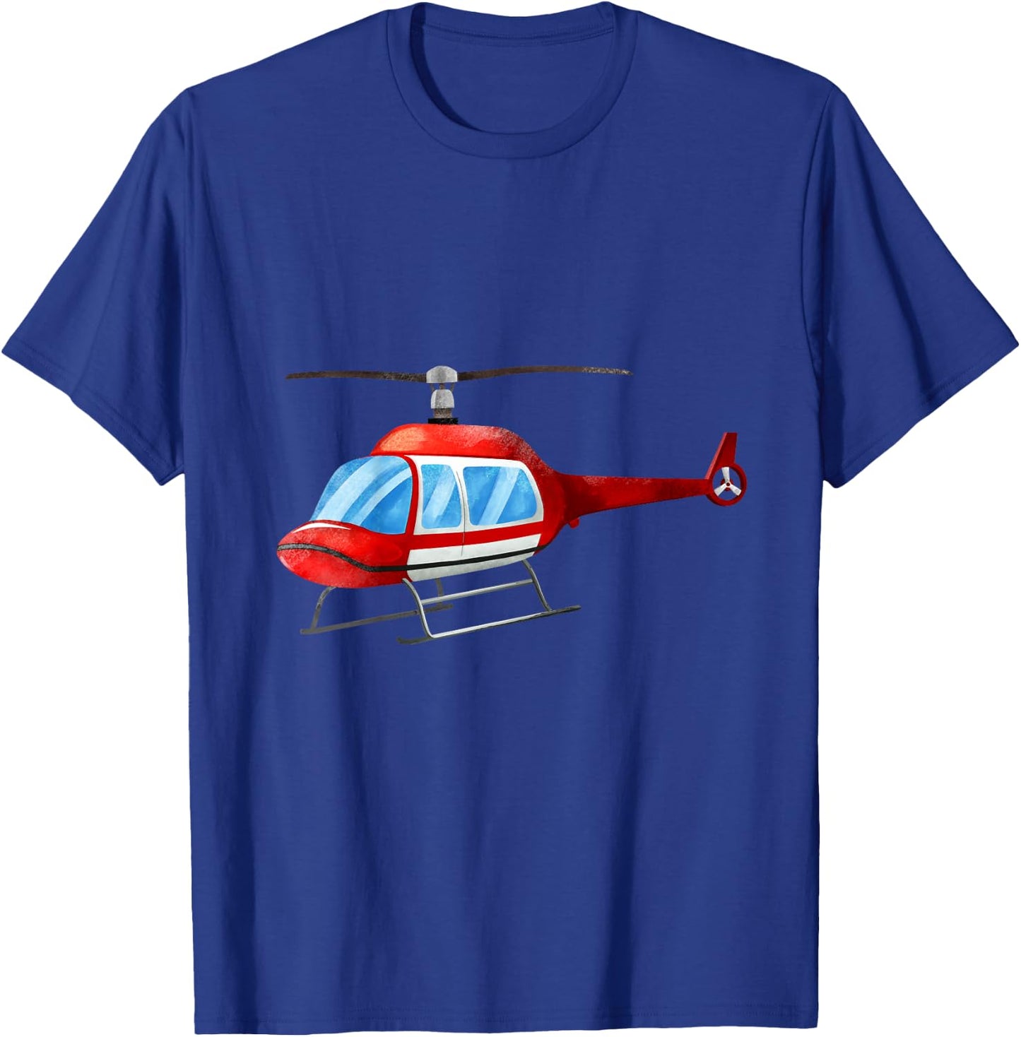 Kids Watercolor Red Helicopter Plane Construction T-Shirt - T-Shirt | Royal