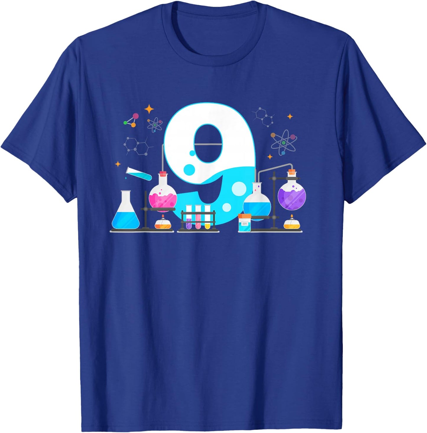 9 Year Old Kids Scientist 9th Birthday Kids Science T-Shirt - T-Shirt | Royal