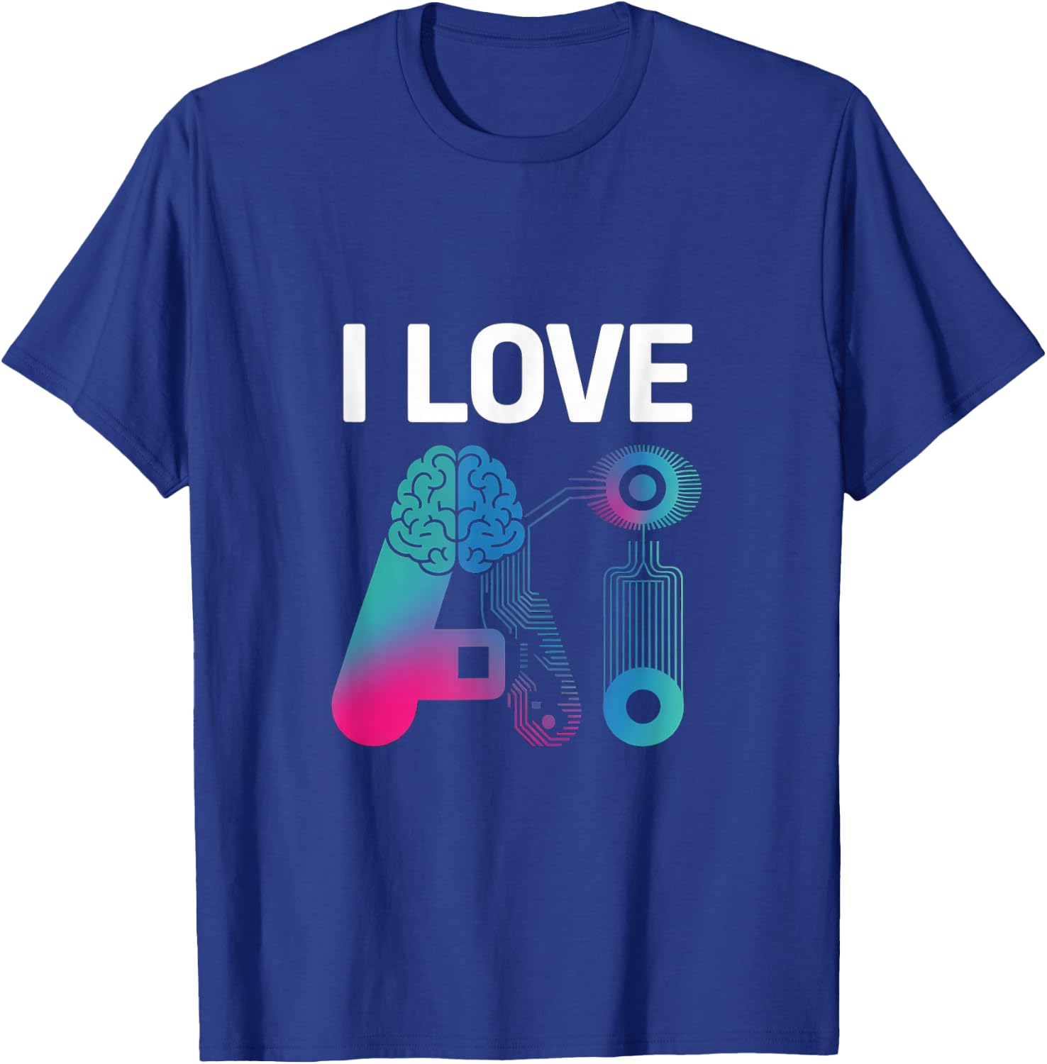 I Love Ai Brain Circuit Tech Design T-Shirt - T-Shirt | Royal