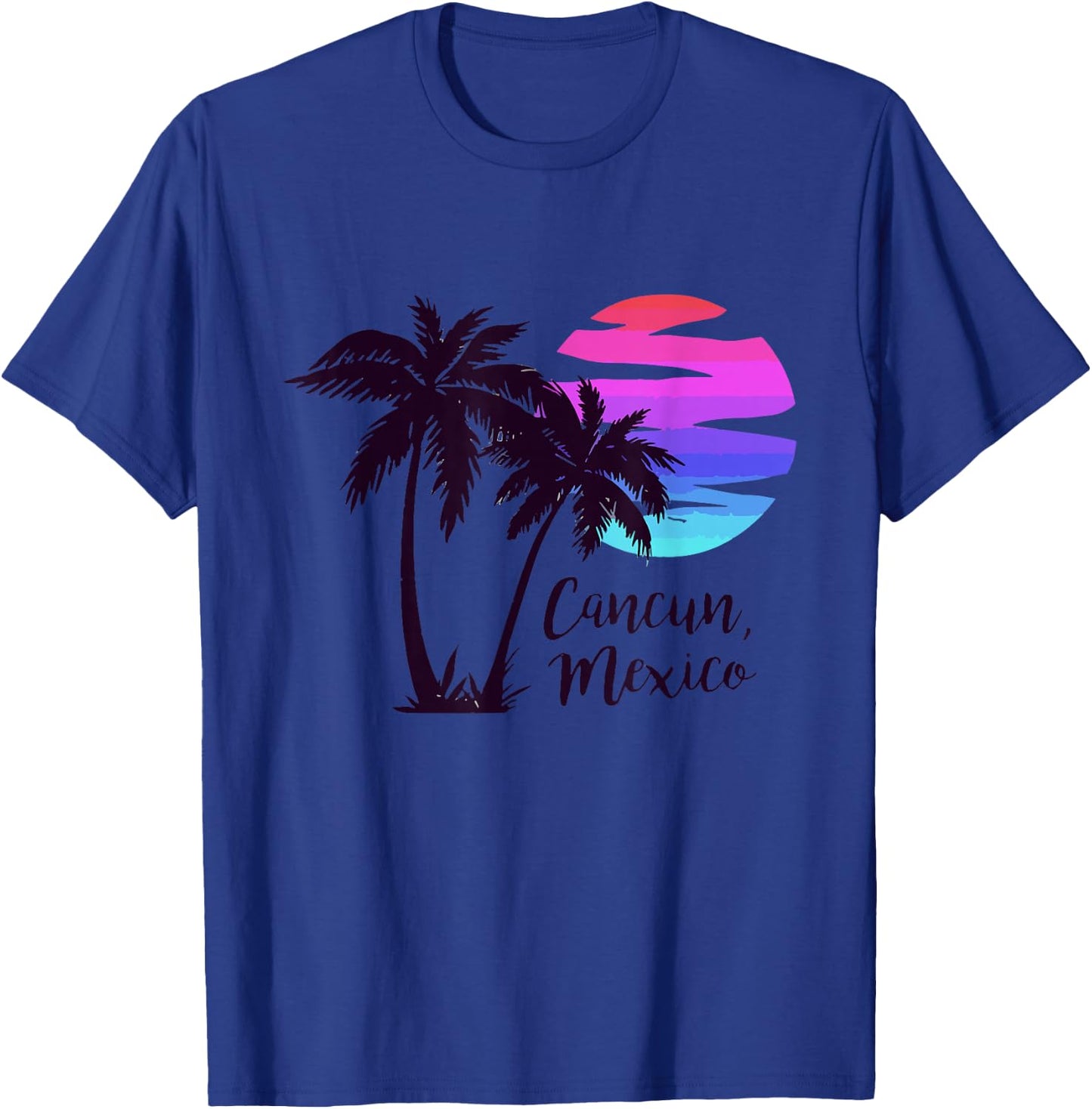 Cancun Mexico Beach Summer Vacation Palm Trees Sunset T-Shirt - T-Shirt | Royal