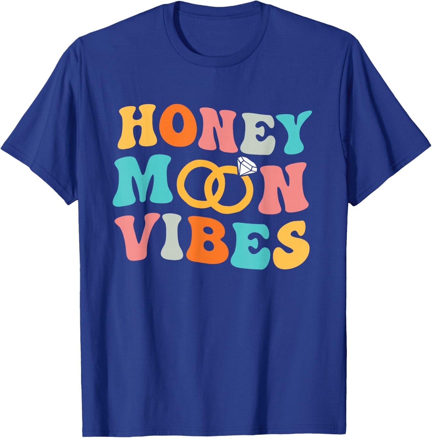 Honeymoon Vibes Retro Groovy Vintage Just Married Couple T-Shirt - T-Shirt | Royal