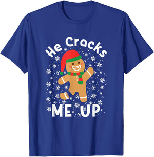 Gingerbread Man Woman Couples Christmas Holiday Matching T-Shirt - T-Shirt | Royal