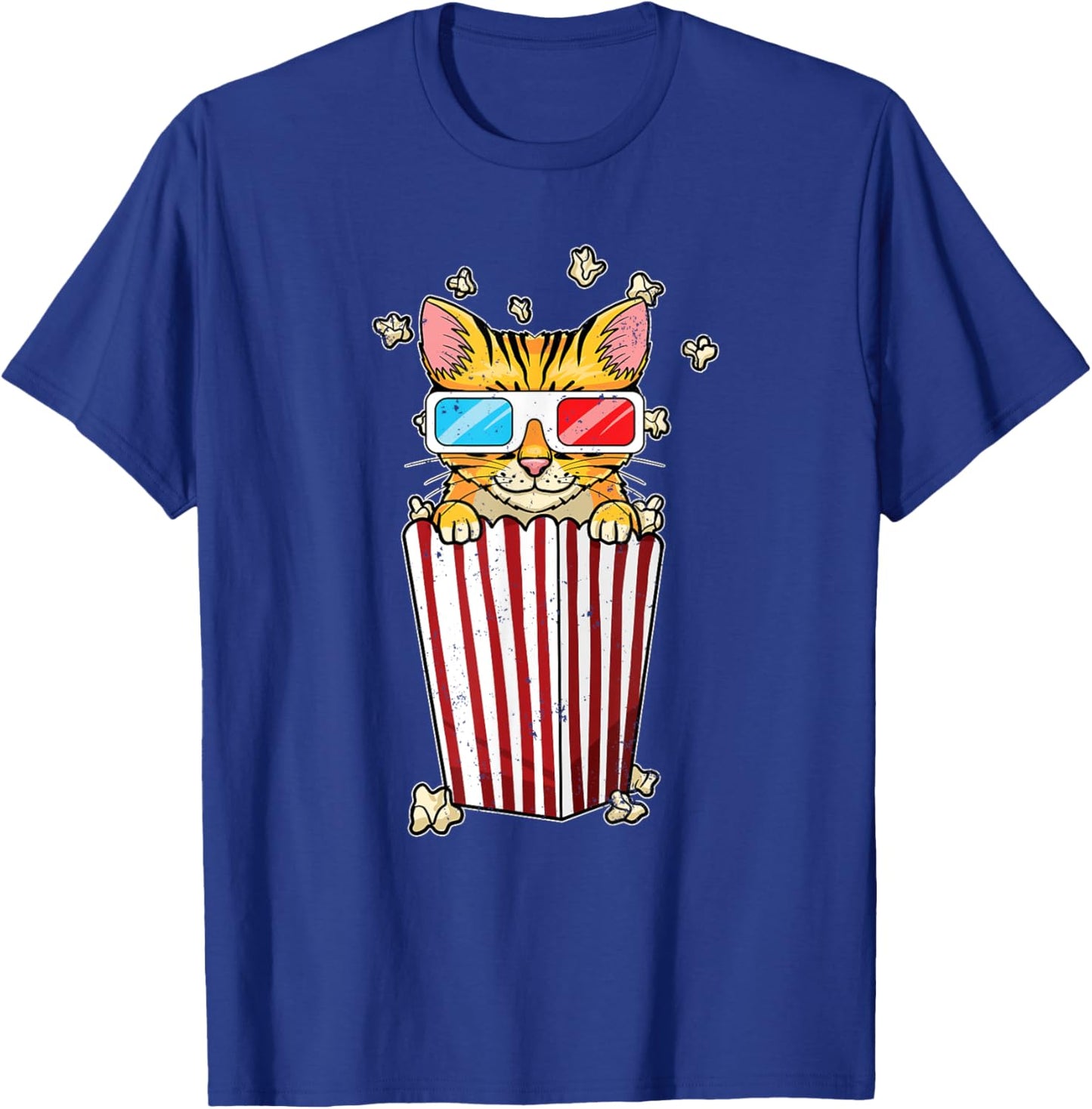 Funny Cat Movies Pun Film Fan Funny Movie Theater Popcorn T-Shirt - T-Shirt | Royal
