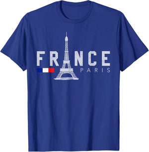 France Paris French Flag Eiffel Tower Souvenir Gift T-Shirt - T-Shirt | Royal