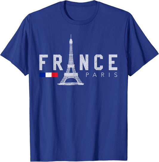 France Paris French Flag Eiffel Tower Souvenir Gift T-Shirt - T-Shirt | Royal