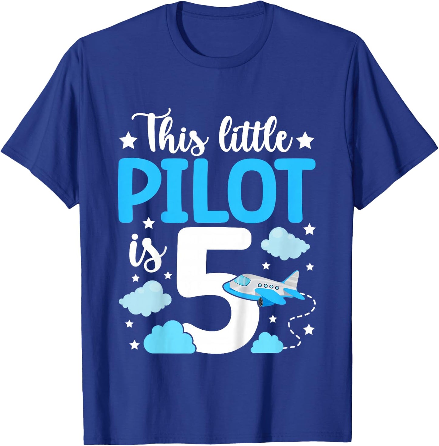 This little Pilot is 5 Airplane 5th Birthday T-Shirt - T-Shirt | Royal