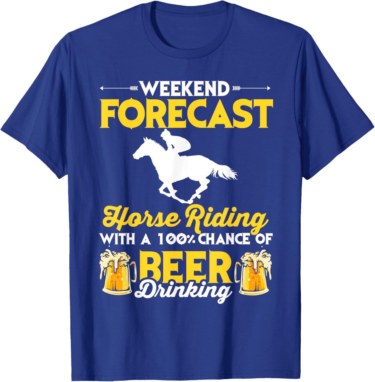 Funny Horse and Beer Lover Graphic and Men Horse T-Shirt - T-Shirt | Royal