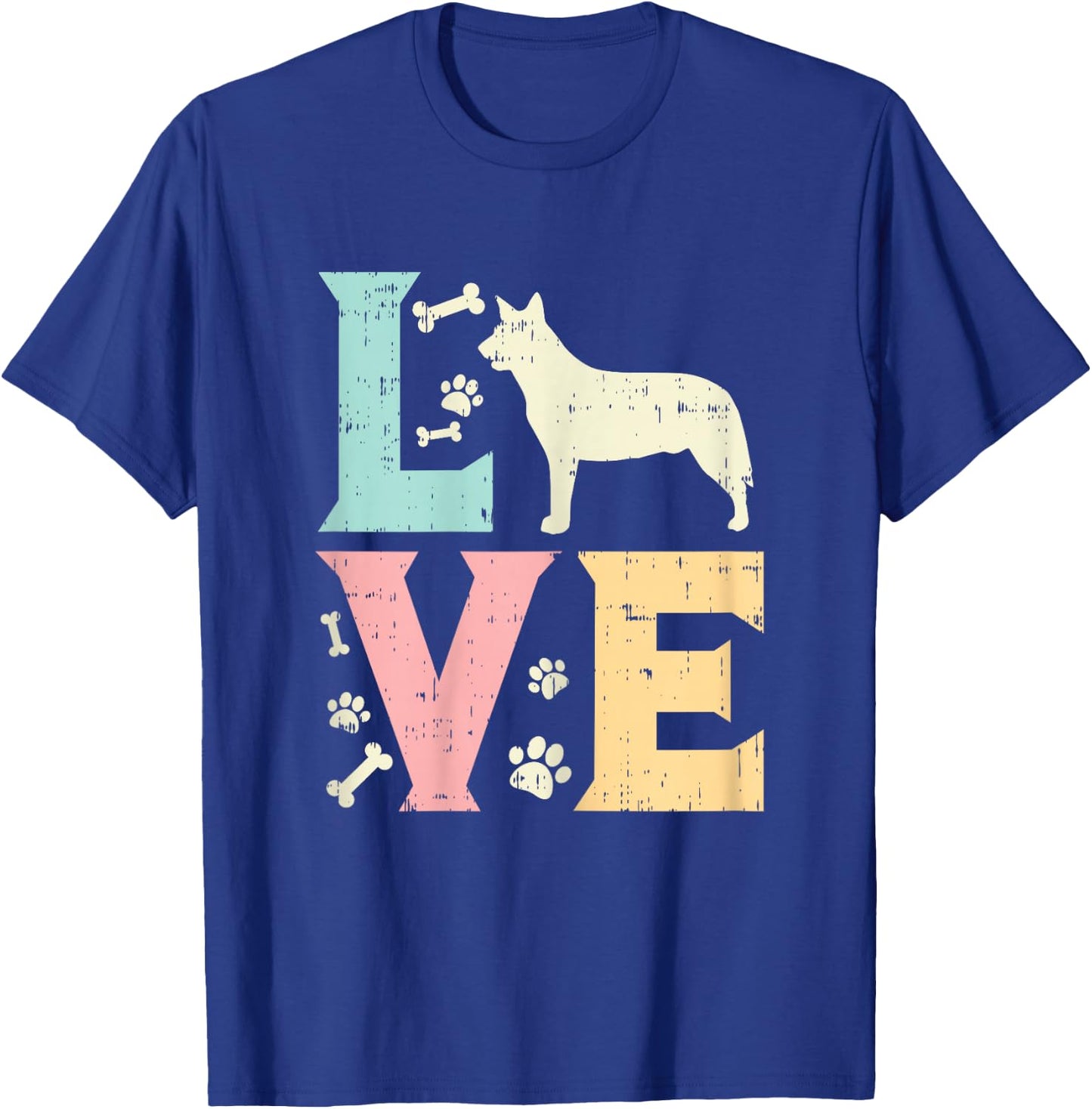 Love Heeler Animal Pet Blue Red Cattle Dog Girls Women Gift T-Shirt - T-Shirt | Royal