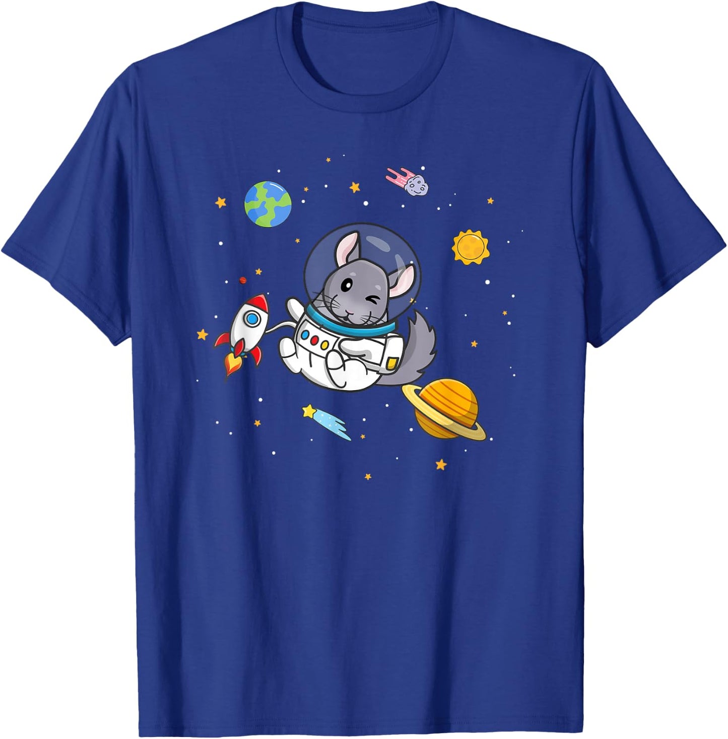 Cute Kawaii Space Kids Boys & Girls Pet Chinchilla Lover T-Shirt - T-Shirt | Royal