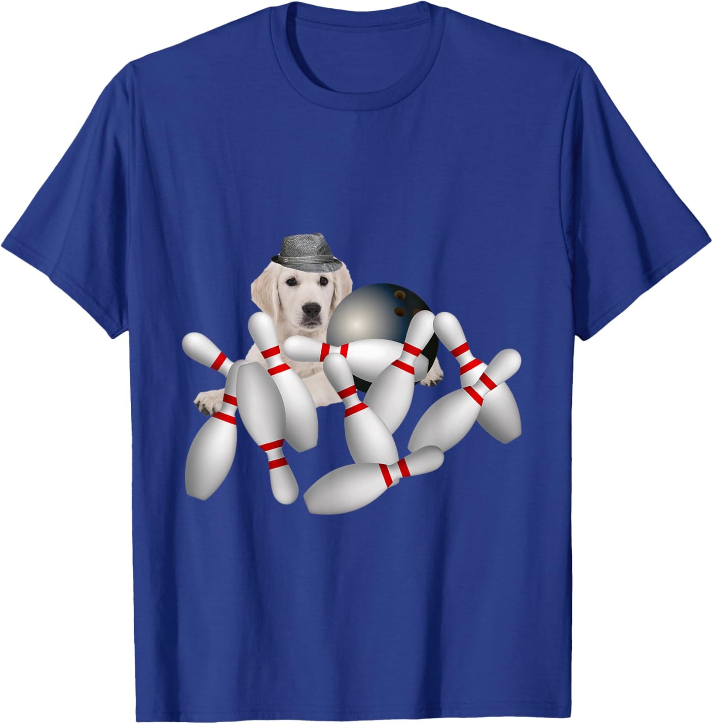 Golden Retriever Dog Dogs Pin Bowling, Funny Cute T-Shirt - T-Shirt | Royal